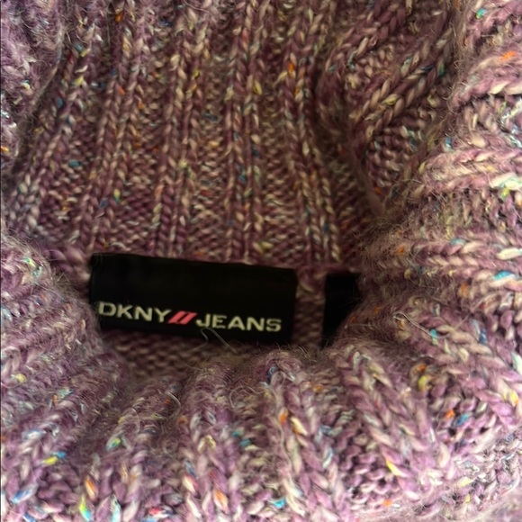 Purple Turtleneck DKNY Jeans Cable Knit Sweater - Picture 2 of 3